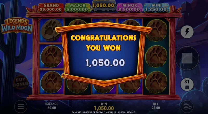 Legends of the Wild Moon - jumla ya ushindi wa Free Spins